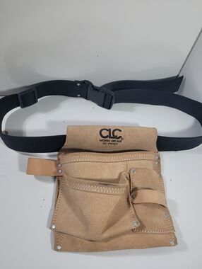 CLC 3 Pocket Suede Leather Tool Bag & Belt IPK489X Construction Pouch Tan